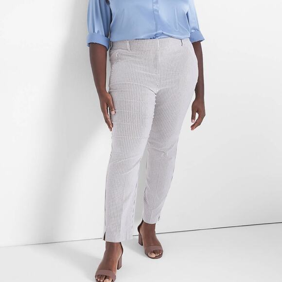 NEW Lane Bryant 4 Season Stripe Mid Rise Ankle Pants Size 26 Plus Slimming Tan - Picture 8 of 8